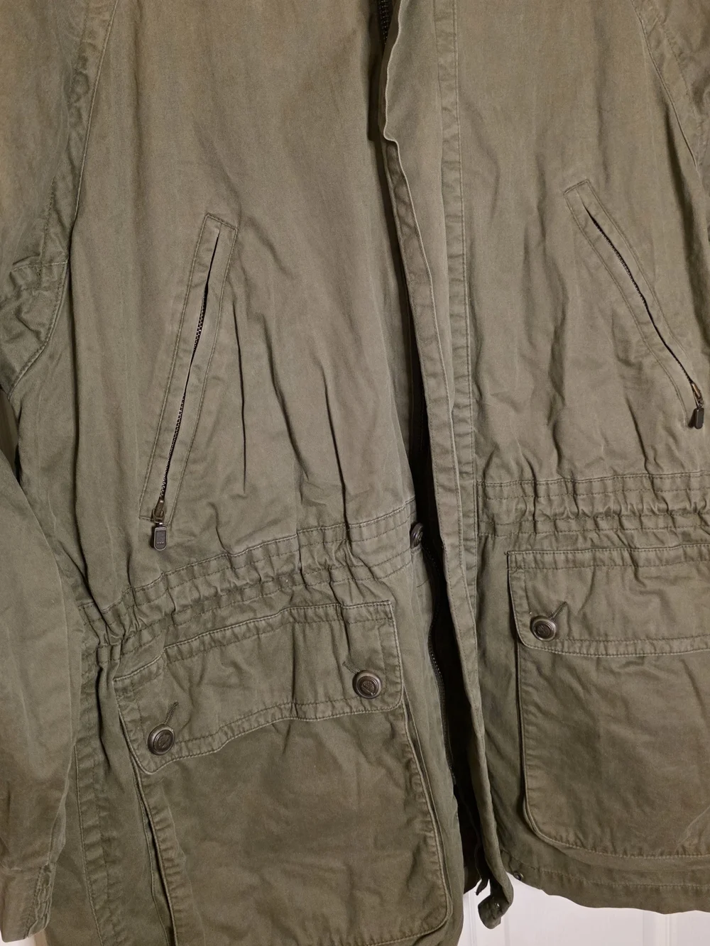 VTG 90s Timberland Weathergear Khaki Green & Brown Hooded Full Zip Jacket